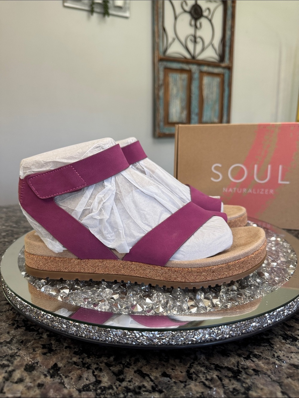 SOUL Naturalizer divine Magenta Strap Cork Sandals NEW 9